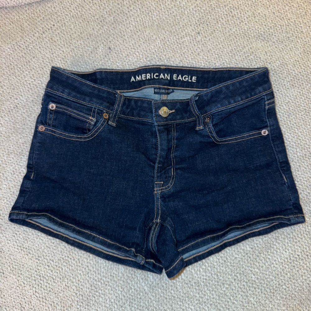 American Eagle Super Low Rise Shortie Denim Shorts